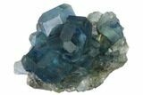 Blue-Green Cuboctahedral Fluorite on Sparkling Quartz - China #161786-1